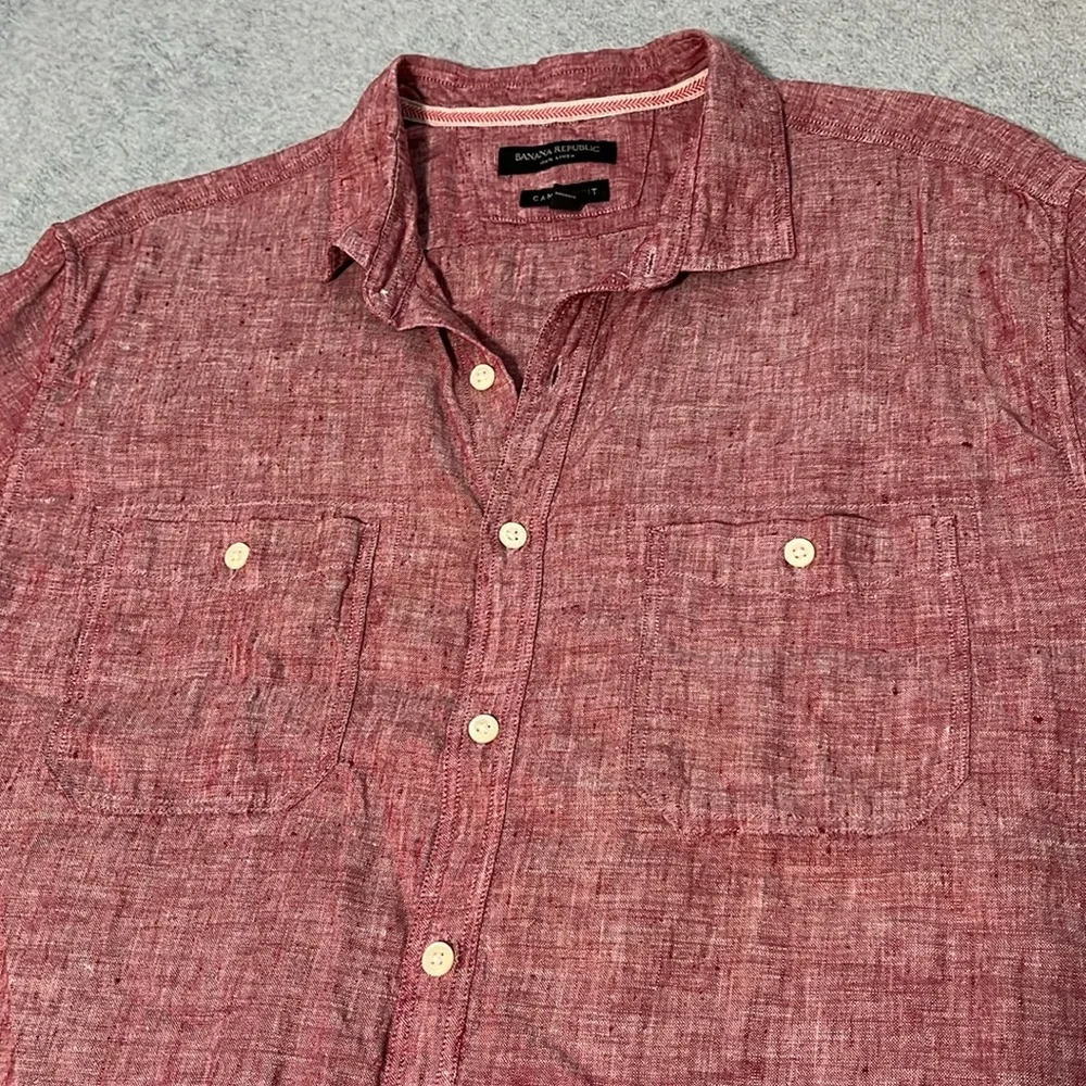 Banana Republic Camden Linen Shirt Mens XL Button Shortsleeve Coastal